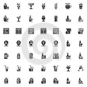 Drinks and Beverages vector icons set