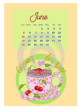 Drinks calendar 2022: with seasonal dessert drawings of various tea, coffee, cocoa. Fruits, berries, cakes, tea, mulled