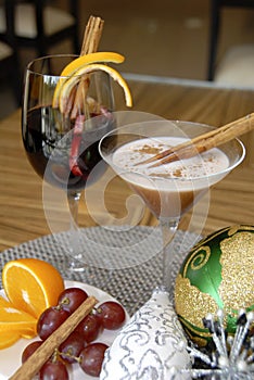 Drinks with christmas decors photo