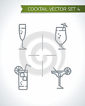 Drinks and Cocktails Vector outline icons