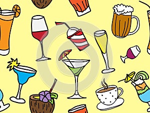 Drinks and coctail seamless background