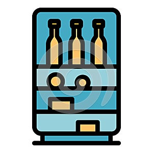 Drinks in the fridge icon color outline vector