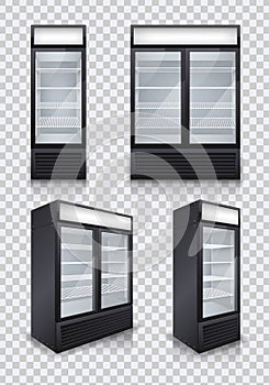 Drinks Fridges Realistic Transparent Set