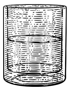 Drinks Glass in a Woodcut Etching Engraved Style