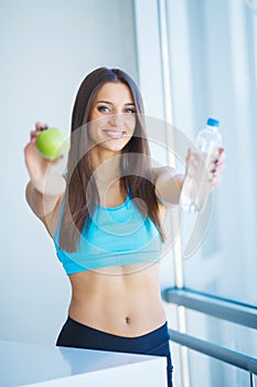 Drinks. Happy Girl Drinking Water. Healthcare. Healthy Lifestyle