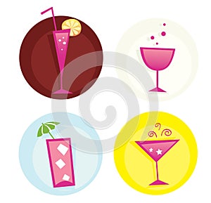 Drinks iconset. Mix of summer hot drinks. VECTOR.