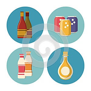 Drinks round icons