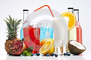 Drinks set with fruits photo