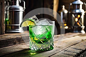 Drinks for St. Patrick's Day party. Cocktail on background of a pub. St. Patrick's day. Generative AI.