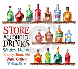 Drinks vector logo design template. whiskey, wine