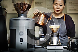 Drip Brew Pouring Coffee Cafe Barista Apron Concept