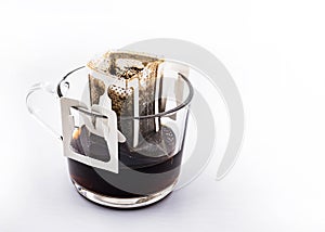 Drip or brewed coffee, Drip bag of fresh coffee, Morning coffee drip