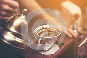 Drip brewing, filtered coffee, or pour-over is a method which in