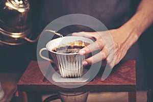 Drip brewing, filtered coffee, or pour-over is a method which in