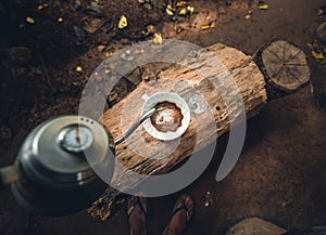 Drip coffee coffee at home,Coffee in a cup