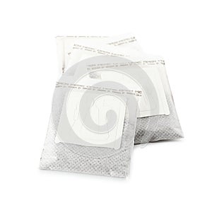 Drip coffee paper bags on white