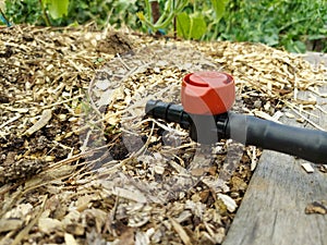 drip irrigation system faucet for raised bed with mulching