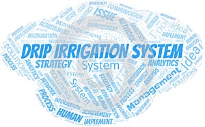 Drip Irrigation System typography vector word cloud