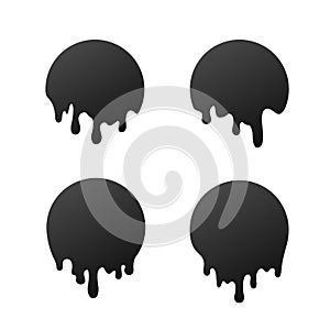 Dripping black circles. Liquid drops of ink. Dripping liquid. Vector illustration isolated on white