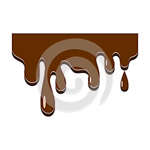 Dripping chocolate border isolated on white background