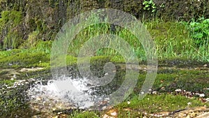 dripping clear cold water from overhanging conglomerate walls named rinnende mauer