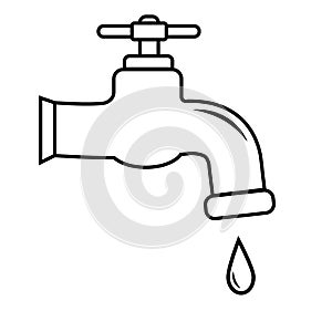 A dripping faucet with a line icon for the Internet, mobile devices and infographics. Vector isolated doodle-style sign