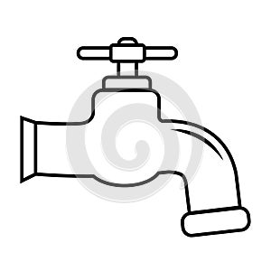 A dripping faucet with a line icon for the Internet, mobile devices and infographics. Vector isolated doodle-style sign