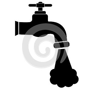 A dripping faucet with a line icon for the Internet, mobile devices and infographics. Vector isolated doodle-style sign