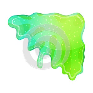 Dripping green goo slimes isolated. Slimes are corner flow of muscus. Green colorful jelly for playing. Cartoon vector