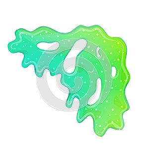 Dripping green goo slimes isolated. Slimes are corner flow of muscus. Green colorful jelly for playing. Cartoon vector
