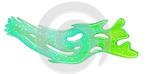 Dripping green goo slimes isolated. Slimes splash, flow of muscus. Green colorful jelly for playing. Cartoon vector