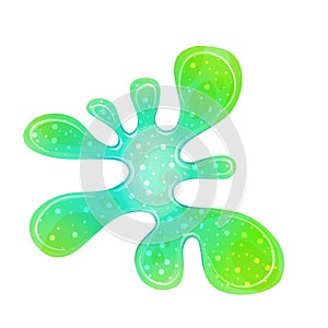 Dripping green goo slimes isolated. Slimes splash, flow of muscus. Green colorful jelly for playing. Cartoon vector
