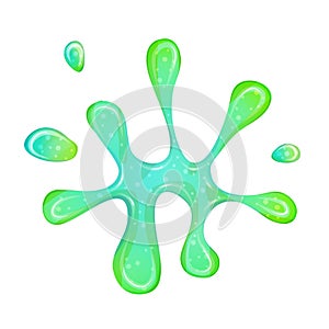 Dripping green goo slimes isolated. Slimes splash, flow of muscus. Green colorful jelly for playing. Cartoon vector