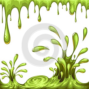 Dripping green slime.Halloween set