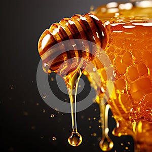 dripping honey close up k uhd very detailed high quality high photo