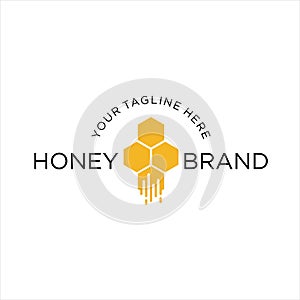 Dripping honey Logo Design Template. Honeycomb Logo Design Nature Organic. Beekeeping logo design with abstract bee