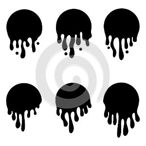 Dripping liquid. Current paint, stains. Paint dripping. Current inks. isolated on white background. Vector illustration