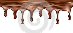 Dripping melted chocolate isolated on white.