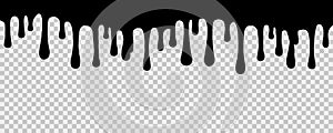 Dripping oil stain. Paint drips seamless pattern. Current ink or black liquid. Black resin inked drops. Drops flowing