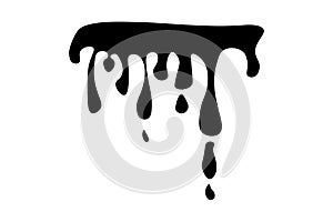 Dripping paint. Black paint dripping. White background. Vector. Illustration