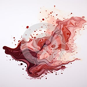 Dripping paint and splattered paint of colorful ink on white