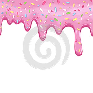 Dripping pink doughnut seamless vector glaze