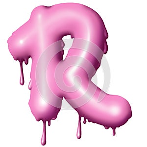 dripping pink paint on letters, alphabet