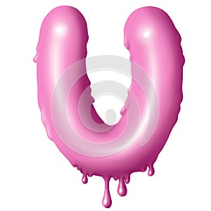 dripping pink paint on letters, alphabet