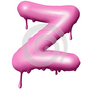 dripping pink paint on letters, alphabet