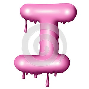 dripping pink paint on letters, alphabet