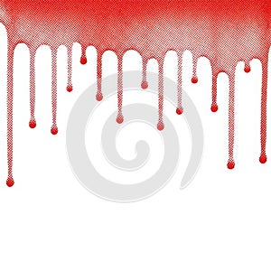 Dripping red liquid, isolated on white background