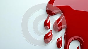 Dripping Red Liquid on White Background