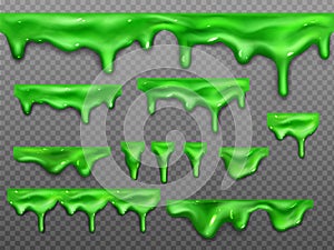 Dripping slime, green goo Halloween ooze, mucus photo
