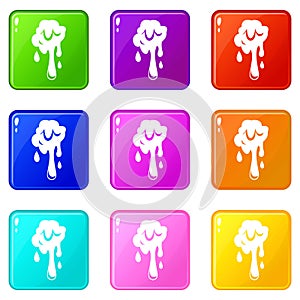 Dripping slime icons 9 set